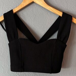 Minkpink | cross strap | stretch | sweetheart neck | strappy | black | crop | xs